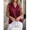 image:imageBTFBM Summer Tank Tops 2026 Satin Business Casual Outfits for Women Pleated Sleeveless Shirts Silk Spring Work BlousesBurgundy