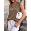 image:imageBTFBM Summer Tank Tops 2026 Satin Business Casual Outfits for Women Pleated Sleeveless Shirts Silk Spring Work BlousesCoffee Grey