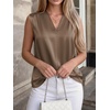image:imageBTFBM Summer Tank Tops 2026 Satin Business Casual Outfits for Women Pleated Sleeveless Shirts Silk Spring Work BlousesCoffee Grey