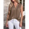 image:imageBTFBM Summer Tank Tops 2026 Satin Business Casual Outfits for Women Pleated Sleeveless Shirts Silk Spring Work BlousesCoffee Grey