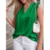 image:imageBTFBM Summer Tank Tops 2026 Satin Business Casual Outfits for Women Pleated Sleeveless Shirts Silk Spring Work BlousesGreen