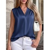 image:imageBTFBM Summer Tank Tops 2026 Satin Business Casual Outfits for Women Pleated Sleeveless Shirts Silk Spring Work BlousesNavy