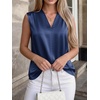 image:imageBTFBM Summer Tank Tops 2026 Satin Business Casual Outfits for Women Pleated Sleeveless Shirts Silk Spring Work BlousesNavy