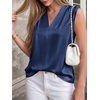 image:imageBTFBM Summer Tank Tops 2026 Satin Business Casual Outfits for Women Pleated Sleeveless Shirts Silk Spring Work BlousesNavy