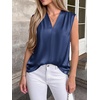 image:imageBTFBM Summer Tank Tops 2026 Satin Business Casual Outfits for Women Pleated Sleeveless Shirts Silk Spring Work BlousesNavy