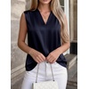 image:imageBTFBM Summer Tank Tops 2026 Satin Business Casual Outfits for Women Pleated Sleeveless Shirts Silk Spring Work BlousesNavy Blue