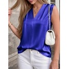 image:imageBTFBM Summer Tank Tops 2026 Satin Business Casual Outfits for Women Pleated Sleeveless Shirts Silk Spring Work BlousesRoyal Blue
