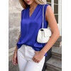 image:imageBTFBM Summer Tank Tops 2026 Satin Business Casual Outfits for Women Pleated Sleeveless Shirts Silk Spring Work BlousesRoyal Blue
