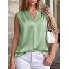 image:imageBTFBM Summer Tank Tops 2026 Satin Business Casual Outfits for Women Pleated Sleeveless Shirts Silk Spring Work BlousesSage Green