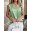 image:imageBTFBM Summer Tank Tops 2026 Satin Business Casual Outfits for Women Pleated Sleeveless Shirts Silk Spring Work BlousesSage Green