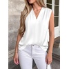 image:imageBTFBM Summer Tank Tops 2026 Satin Business Casual Outfits for Women Pleated Sleeveless Shirts Silk Spring Work BlousesWhite