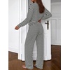 image:imageBTFBM Striped Lounge Set Sweatsuits Women 2 Piece Outfit  Womens Pajama SetsCrew NeckWide LegAirport Vacation OutfitsFall Winter ClothesBlack White