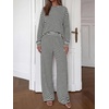 image:imageBTFBM Striped Lounge Set Sweatsuits Women 2 Piece Outfit  Womens Pajama SetsCrew NeckWide LegAirport Vacation OutfitsFall Winter ClothesBlack White