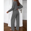 image:imageBTFBM Striped Lounge Set Sweatsuits Women 2 Piece Outfit  Womens Pajama SetsCrew NeckWide LegAirport Vacation OutfitsFall Winter ClothesGrey Black