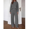 image:imageBTFBM Striped Lounge Set Sweatsuits Women 2 Piece Outfit  Womens Pajama SetsCrew NeckWide LegAirport Vacation OutfitsFall Winter ClothesGrey Black