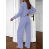 image:imageBTFBM Striped Lounge Set Sweatsuits Women 2 Piece Outfit  Womens Pajama SetsCrew NeckWide LegAirport Vacation OutfitsFall Winter ClothesWhite Blue