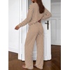 image:imageBTFBM Striped Lounge Set Sweatsuits Women 2 Piece Outfit  Womens Pajama SetsCrew NeckWide LegAirport Vacation OutfitsFall Winter ClothesWhite Brown