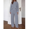image:imageBTFBM Striped Lounge Set Sweatsuits Women 2 Piece Outfit  Womens Pajama SetsCrew NeckWide LegAirport Vacation OutfitsFall Winter ClothesWhite Navy