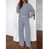 image:imageBTFBM Striped Lounge Set Sweatsuits Women 2 Piece Outfit  Womens Pajama SetsCrew NeckWide LegAirport Vacation OutfitsFall Winter ClothesWhite Navy
