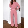 image:imageBTFBM Striped Lounge Set Sweatsuits Women 2 Piece Outfit  Womens Pajama SetsCrew NeckWide LegAirport Vacation OutfitsFall Winter ClothesWhite Red
