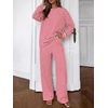 image:imageBTFBM Striped Lounge Set Sweatsuits Women 2 Piece Outfit  Womens Pajama SetsCrew NeckWide LegAirport Vacation OutfitsFall Winter ClothesWhite Red