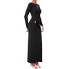 image:imageBTFBM Womens Long Sleeve Ruched Slit Maxi Wedding Guest Dress  Boat Neck Bodycon Semi Formal Dresses For Women Cocktail Party Homecoming Date Night Christmas Holiday Fall OutfitsBlack