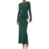image:imageBTFBM Womens Long Sleeve Ruched Slit Maxi Wedding Guest Dress  Boat Neck Bodycon Semi Formal Dresses For Women Cocktail Party Homecoming Date Night Christmas Holiday Fall OutfitsGreen