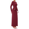 image:imageBTFBM Womens Long Sleeve Ruched Slit Maxi Wedding Guest Dress  Boat Neck Bodycon Semi Formal Dresses For Women Cocktail Party Homecoming Date Night Christmas Holiday Fall OutfitsBurgundy