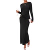 image:imageBTFBM Womens Long Sleeve Ruched Slit Maxi Wedding Guest Dress  Boat Neck Bodycon Semi Formal Dresses For Women Cocktail Party Homecoming Date Night Christmas Holiday Fall OutfitsBlack