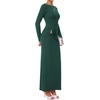 image:imageBTFBM Womens Long Sleeve Ruched Slit Maxi Wedding Guest Dress  Boat Neck Bodycon Semi Formal Dresses For Women Cocktail Party Homecoming Date Night Christmas Holiday Fall OutfitsGreen