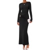 image:imageBTFBM Womens Long Sleeve Ruched Slit Maxi Wedding Guest Dress  Boat Neck Bodycon Semi Formal Dresses For Women Cocktail Party Homecoming Date Night Christmas Holiday Fall OutfitsBlack