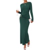 image:imageBTFBM Womens Long Sleeve Ruched Slit Maxi Wedding Guest Dress  Boat Neck Bodycon Semi Formal Dresses For Women Cocktail Party Homecoming Date Night Christmas Holiday Fall OutfitsGreen