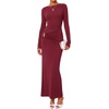 image:imageBTFBM Womens Long Sleeve Ruched Slit Maxi Wedding Guest Dress  Boat Neck Bodycon Semi Formal Dresses For Women Cocktail Party Homecoming Date Night Christmas Holiday Fall OutfitsBurgundy