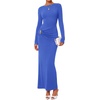 image:imageBTFBM Womens Long Sleeve Ruched Slit Maxi Wedding Guest Dress  Boat Neck Bodycon Semi Formal Dresses For Women Cocktail Party Homecoming Date Night Christmas Holiday Fall OutfitsBlue