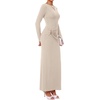 image:imageBTFBM Womens Long Sleeve Ruched Slit Maxi Wedding Guest Dress  Boat Neck Bodycon Semi Formal Dresses For Women Cocktail Party Homecoming Date Night Christmas Holiday Fall OutfitsBeige