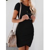 image:imageBTFBM Womens Summer Dresses 2026 Casual Bodycon Mini Dress Short Sleeve Crew Neck Ruched Spring Beach Vacation OutfitsBlack