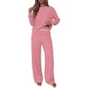 image:imageBTFBM Striped Lounge Set Sweatsuits Women 2 Piece Outfit  Womens Pajama SetsCrew NeckWide LegAirport Vacation OutfitsFall Winter ClothesWhite Red