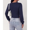image:imageBTFBM Long Puff Sleeve Bodysuits for Women 2026  Crew Neck 2 Snap Crotch Thong ShapewearStretchy Knit High Cut LeotardsCasual Y2K Going Out TopsWinter LayerFall FashionNavy Blue