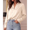 image:imageBTFBM Satin Blouses for Women Dressy Casual  LightweightV NeckLong Sleeve TopsGoing Out OutfitsFall Fashion ClothingBeige