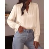 image:imageBTFBM Satin Blouses for Women Dressy Casual  LightweightV NeckLong Sleeve TopsGoing Out OutfitsFall Fashion ClothingBeige