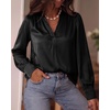 image:imageBTFBM Satin Blouses for Women Dressy Casual  LightweightV NeckLong Sleeve TopsGoing Out OutfitsFall Fashion ClothingBlack