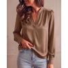image:imageBTFBM Satin Blouses for Women Dressy Casual  LightweightV NeckLong Sleeve TopsGoing Out OutfitsFall Fashion ClothingBrown