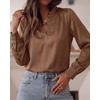 image:imageBTFBM Satin Blouses for Women Dressy Casual  LightweightV NeckLong Sleeve TopsGoing Out OutfitsFall Fashion ClothingBrown
