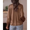 image:imageBTFBM Satin Blouses for Women Dressy Casual  LightweightV NeckLong Sleeve TopsGoing Out OutfitsFall Fashion ClothingBrown