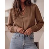 image:imageBTFBM Satin Blouses for Women Dressy Casual  LightweightV NeckLong Sleeve TopsGoing Out OutfitsFall Fashion ClothingBrown