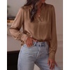 image:imageBTFBM Satin Blouses for Women Dressy Casual  LightweightV NeckLong Sleeve TopsGoing Out OutfitsFall Fashion ClothingBrown