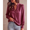 image:imageBTFBM Satin Blouses for Women Dressy Casual  LightweightV NeckLong Sleeve TopsGoing Out OutfitsFall Fashion ClothingBurgundy