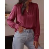 image:imageBTFBM Satin Blouses for Women Dressy Casual  LightweightV NeckLong Sleeve TopsGoing Out OutfitsFall Fashion ClothingBurgundy