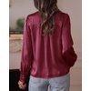 image:imageBTFBM Satin Blouses for Women Dressy Casual  LightweightV NeckLong Sleeve TopsGoing Out OutfitsFall Fashion ClothingBurgundy