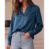 image:imageBTFBM Satin Blouses for Women Dressy Casual  LightweightV NeckLong Sleeve TopsGoing Out OutfitsFall Fashion ClothingDark Blue